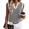 image:imageArachampCloz Womens 100 Cotton Regular Fit Polo V Neck Striped Sweater Vest Casual Tops 2026Black