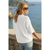 image:imageArachampCloz Womens Summer 100 Cotton Oversized Crochet Tops 34 Length Sleeve Sweater Hollow Out Casual Blouses 2026Beige