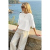 image:imageArachampCloz Womens Summer 100 Cotton Oversized Crochet Tops 34 Length Sleeve Sweater Hollow Out Casual Blouses 2026Beige