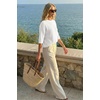 image:imageArachampCloz Womens Summer 100 Cotton Oversized Crochet Tops 34 Length Sleeve Sweater Hollow Out Casual Blouses 2026Beige
