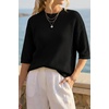 image:imageArachampCloz Womens Summer 100 Cotton Oversized Crochet Tops 34 Length Sleeve Sweater Hollow Out Casual Blouses 2026Black