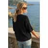 image:imageArachampCloz Womens Summer 100 Cotton Oversized Crochet Tops 34 Length Sleeve Sweater Hollow Out Casual Blouses 2026Black
