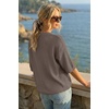 image:imageArachampCloz Womens Summer 100 Cotton Oversized Crochet Tops 34 Length Sleeve Sweater Hollow Out Casual Blouses 2026Coffee