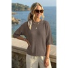 image:imageArachampCloz Womens Summer 100 Cotton Oversized Crochet Tops 34 Length Sleeve Sweater Hollow Out Casual Blouses 2026Coffee