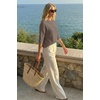 image:imageArachampCloz Womens Summer 100 Cotton Oversized Crochet Tops 34 Length Sleeve Sweater Hollow Out Casual Blouses 2026Coffee
