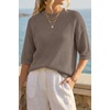 image:imageArachampCloz Womens Summer 100 Cotton Oversized Crochet Tops 34 Length Sleeve Sweater Hollow Out Casual Blouses 2026Coffee