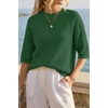 image:imageArachampCloz Womens Summer 100 Cotton Oversized Crochet Tops 34 Length Sleeve Sweater Hollow Out Casual Blouses 2026Green