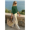 image:imageArachampCloz Womens Summer 100 Cotton Oversized Crochet Tops 34 Length Sleeve Sweater Hollow Out Casual Blouses 2026Green