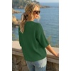 image:imageArachampCloz Womens Summer 100 Cotton Oversized Crochet Tops 34 Length Sleeve Sweater Hollow Out Casual Blouses 2026Green