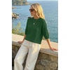 image:imageArachampCloz Womens Summer 100 Cotton Oversized Crochet Tops 34 Length Sleeve Sweater Hollow Out Casual Blouses 2026Green