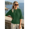 image:imageArachampCloz Womens Summer 100 Cotton Oversized Crochet Tops 34 Length Sleeve Sweater Hollow Out Casual Blouses 2026Green