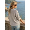 image:imageArachampCloz Womens Summer 100 Cotton Oversized Crochet Tops 34 Length Sleeve Sweater Hollow Out Casual Blouses 2026Grey