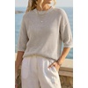 image:imageArachampCloz Womens Summer 100 Cotton Oversized Crochet Tops 34 Length Sleeve Sweater Hollow Out Casual Blouses 2026Grey