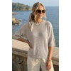 image:imageArachampCloz Womens Summer 100 Cotton Oversized Crochet Tops 34 Length Sleeve Sweater Hollow Out Casual Blouses 2026Grey