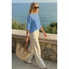 image:imageArachampCloz Womens Summer 100 Cotton Oversized Crochet Tops 34 Length Sleeve Sweater Hollow Out Casual Blouses 2026Light Blue