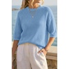 image:imageArachampCloz Womens Summer 100 Cotton Oversized Crochet Tops 34 Length Sleeve Sweater Hollow Out Casual Blouses 2026Light Blue