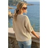 image:imageArachampCloz Womens Summer 100 Cotton Oversized Crochet Tops 34 Length Sleeve Sweater Hollow Out Casual Blouses 2026Light Khaki