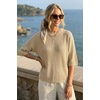 image:imageArachampCloz Womens Summer 100 Cotton Oversized Crochet Tops 34 Length Sleeve Sweater Hollow Out Casual Blouses 2026Light Khaki