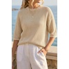 image:imageArachampCloz Womens Summer 100 Cotton Oversized Crochet Tops 34 Length Sleeve Sweater Hollow Out Casual Blouses 2026Light Khaki