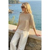 image:imageArachampCloz Womens Summer 100 Cotton Oversized Crochet Tops 34 Length Sleeve Sweater Hollow Out Casual Blouses 2026Light Khaki