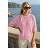 image:imageArachampCloz Womens Summer 100 Cotton Oversized Crochet Tops 34 Length Sleeve Sweater Hollow Out Casual Blouses 2026Light Pink