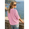 image:imageArachampCloz Womens Summer 100 Cotton Oversized Crochet Tops 34 Length Sleeve Sweater Hollow Out Casual Blouses 2026Light Pink