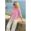 image:imageArachampCloz Womens Summer 100 Cotton Oversized Crochet Tops 34 Length Sleeve Sweater Hollow Out Casual Blouses 2026Light Pink