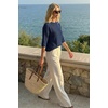 image:imageArachampCloz Womens Summer 100 Cotton Oversized Crochet Tops 34 Length Sleeve Sweater Hollow Out Casual Blouses 2026Navy