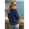 image:imageArachampCloz Womens Summer 100 Cotton Oversized Crochet Tops 34 Length Sleeve Sweater Hollow Out Casual Blouses 2026Navy
