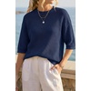 image:imageArachampCloz Womens Summer 100 Cotton Oversized Crochet Tops 34 Length Sleeve Sweater Hollow Out Casual Blouses 2026Navy