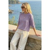 image:imageArachampCloz Womens Summer 100 Cotton Oversized Crochet Tops 34 Length Sleeve Sweater Hollow Out Casual Blouses 2026Purple