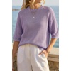 image:imageArachampCloz Womens Summer 100 Cotton Oversized Crochet Tops 34 Length Sleeve Sweater Hollow Out Casual Blouses 2026Purple