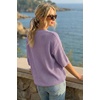 image:imageArachampCloz Womens Summer 100 Cotton Oversized Crochet Tops 34 Length Sleeve Sweater Hollow Out Casual Blouses 2026Purple