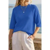 image:imageArachampCloz Womens Summer 100 Cotton Oversized Crochet Tops 34 Length Sleeve Sweater Hollow Out Casual Blouses 2026Royal Blue