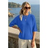 image:imageArachampCloz Womens Summer 100 Cotton Oversized Crochet Tops 34 Length Sleeve Sweater Hollow Out Casual Blouses 2026Royal Blue