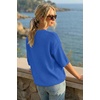 image:imageArachampCloz Womens Summer 100 Cotton Oversized Crochet Tops 34 Length Sleeve Sweater Hollow Out Casual Blouses 2026Royal Blue