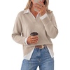 image:imageArachampCloz Womens Wool Blend Oversized 2 in 1 Fall Work Sweater Tops  Breathable amp Warm Long Sleeve Shirts Collared V Neck Faux Layered Top Curved Hem Loose Fit Business Casual Office AttireOatmeal