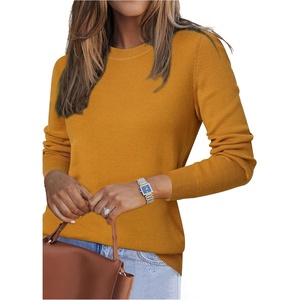 image:imageArachampCloz Womens Wool Blend Classic Crew Neck Casual Fall SweatersPumpkin Yellow