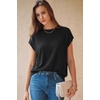 image:imageArachampCloz Womens Wool Blend Short Sleeve Oversized Sweater Work Casual Cap Sleeve Tops Summer 2026Black