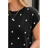 image:imageArachampCloz Womens Wool Blend Short Sleeve Oversized Sweater Work Casual Cap Sleeve Tops Summer 2026Polka Dotblack