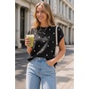 image:imageArachampCloz Womens Wool Blend Short Sleeve Oversized Sweater Work Casual Cap Sleeve Tops Summer 2026Polka Dotblack
