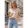 image:imageArachampCloz Womens Wool Blend Short Sleeve Oversized Sweater Work Casual Cap Sleeve Tops Summer 2026Polka Dotkhaki