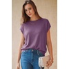 image:imageArachampCloz Womens Wool Blend Short Sleeve Oversized Sweater Work Casual Cap Sleeve Tops Summer 2026Purple