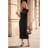 image:imageArachampCloz Womens Wool Blend Slim Fit Mock Neck Business Casual Midi Sweater Dressy Dress SummerBlack