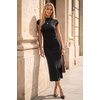 image:imageArachampCloz Womens Wool Blend Slim Fit Mock Neck Business Casual Midi Sweater Dressy Dress SummerBlack