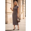 image:imageArachampCloz Womens Wool Blend Slim Fit Mock Neck Business Casual Midi Sweater Dressy Dress SummerCoffee