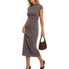 image:imageArachampCloz Womens Wool Blend Slim Fit Mock Neck Business Casual Midi Sweater Dressy Dress SummerCoffee