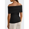 image:imageArachampCloz Womens Convertible Neckline OffShoulder Cowl Neck Slim Fit Tops 2025Black