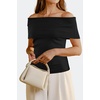 image:imageArachampCloz Womens Convertible Neckline OffShoulder Cowl Neck Slim Fit Tops 2025Black