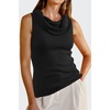 image:imageArachampCloz Womens Convertible Neckline OffShoulder Cowl Neck Slim Fit Tops 2025Black